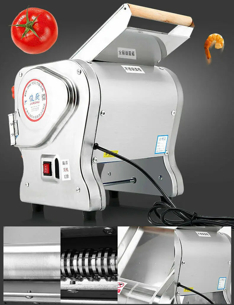 550W Electric Pasta Maker Noodle Machine Dumpling Skin Roller Stainless Steel Dual Knife Noodle Maker for Commercial Use