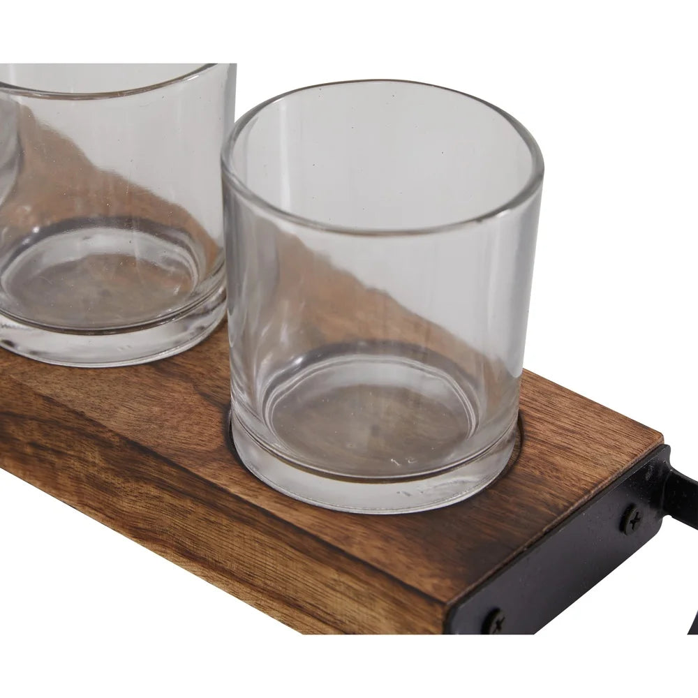 Eight Holder Wooden Tealight Candelabra Centerpieces Set Two
