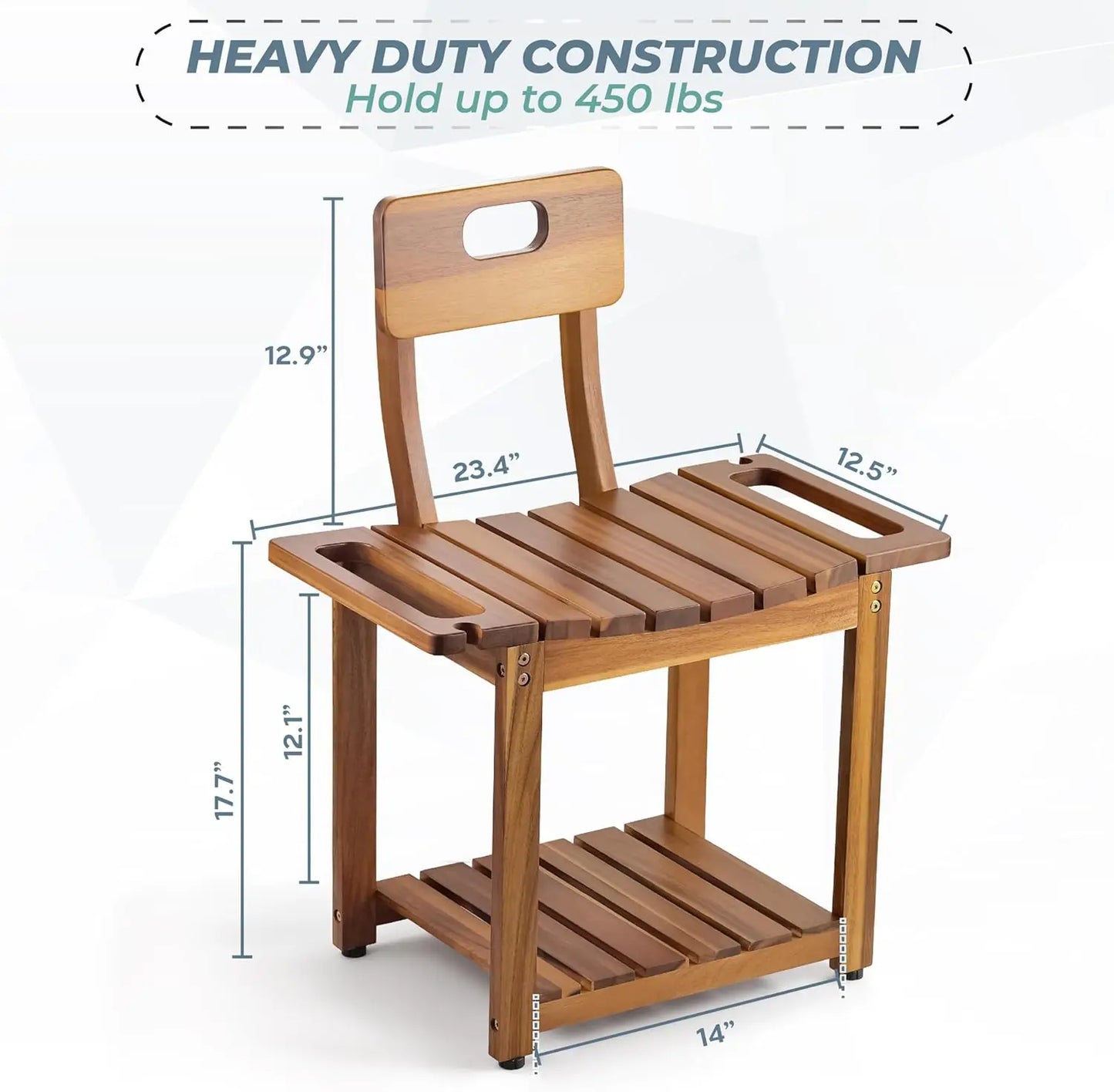 Heavy Duty Shower Chair Backrest 23.4 Inch Supports 450 Lbs