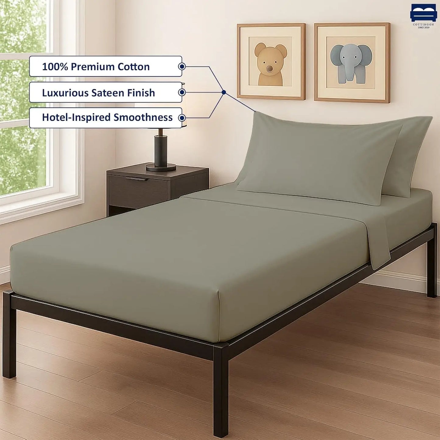 Egyptian Cotton Sheet and Pillow Case 4 Piece Set Rollaway