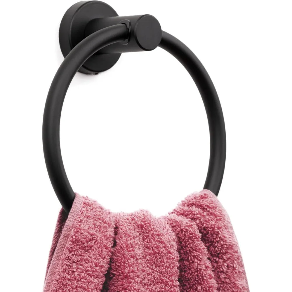 Matte Black Towel Ring Stainless Steel Wall Mounted Rail