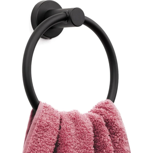 Matte Black Towel Ring Stainless Steel Wall Mounted Rail