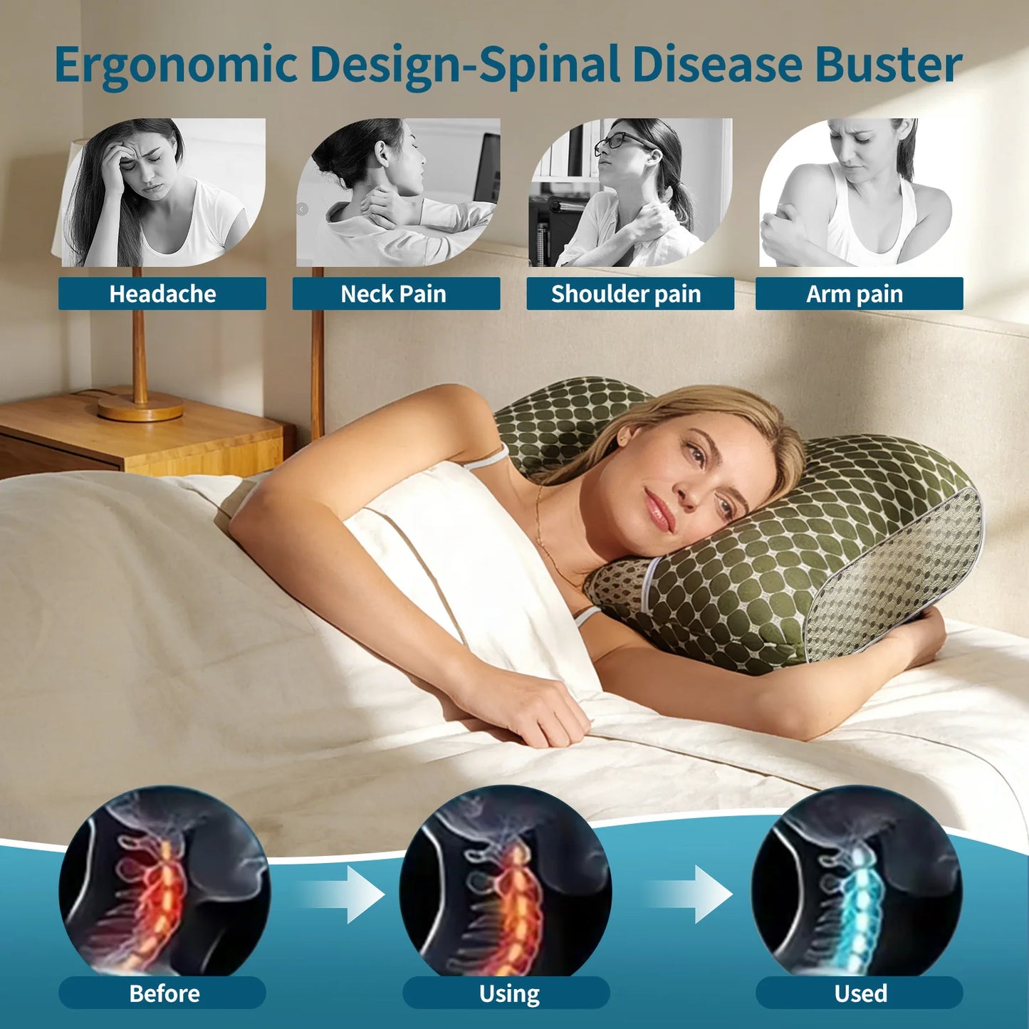 Couples Soft Knit Neck Massage Pillow Travel With Adjustable Ergonomic Design
