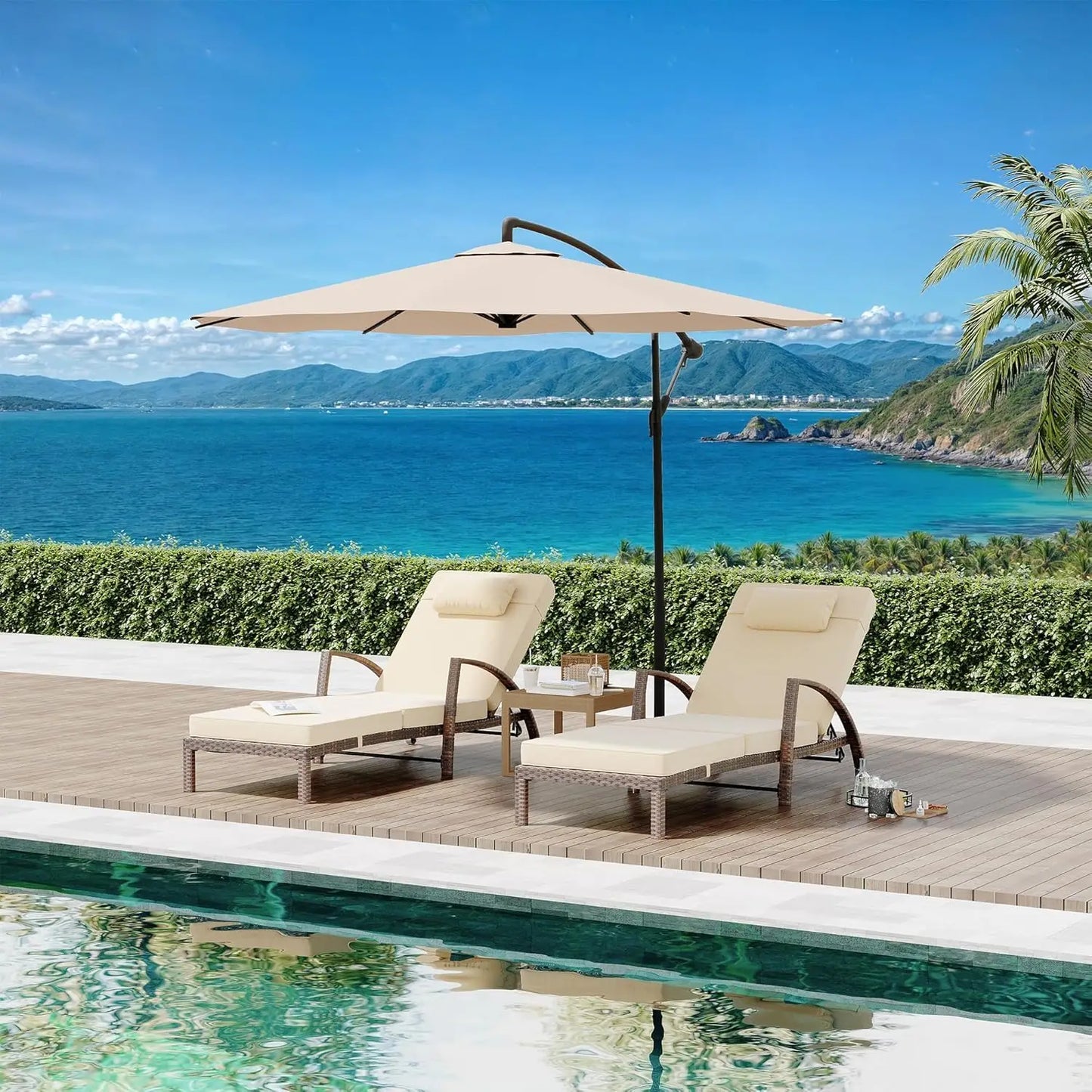 Outdoor Chaise Lounge Chairs Set Of 2 With Adjustable Backrest And Armrests
