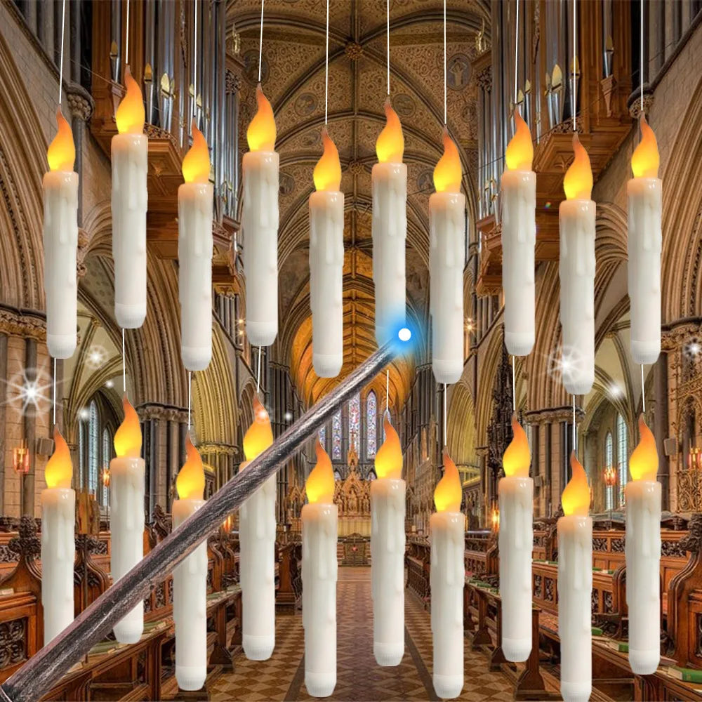 Floating LED Candles With Wand Remote Flameless Decor