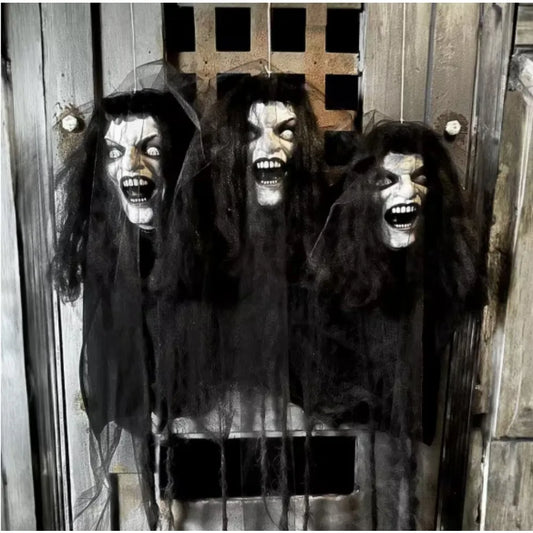 Realistic Floating Demon Bride Heads with Lights and Sound