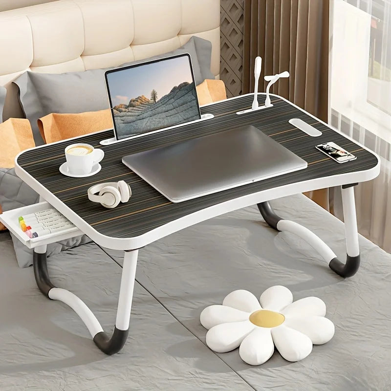 Foldable Portable Laptop Desk With USB Light And Cup Holder