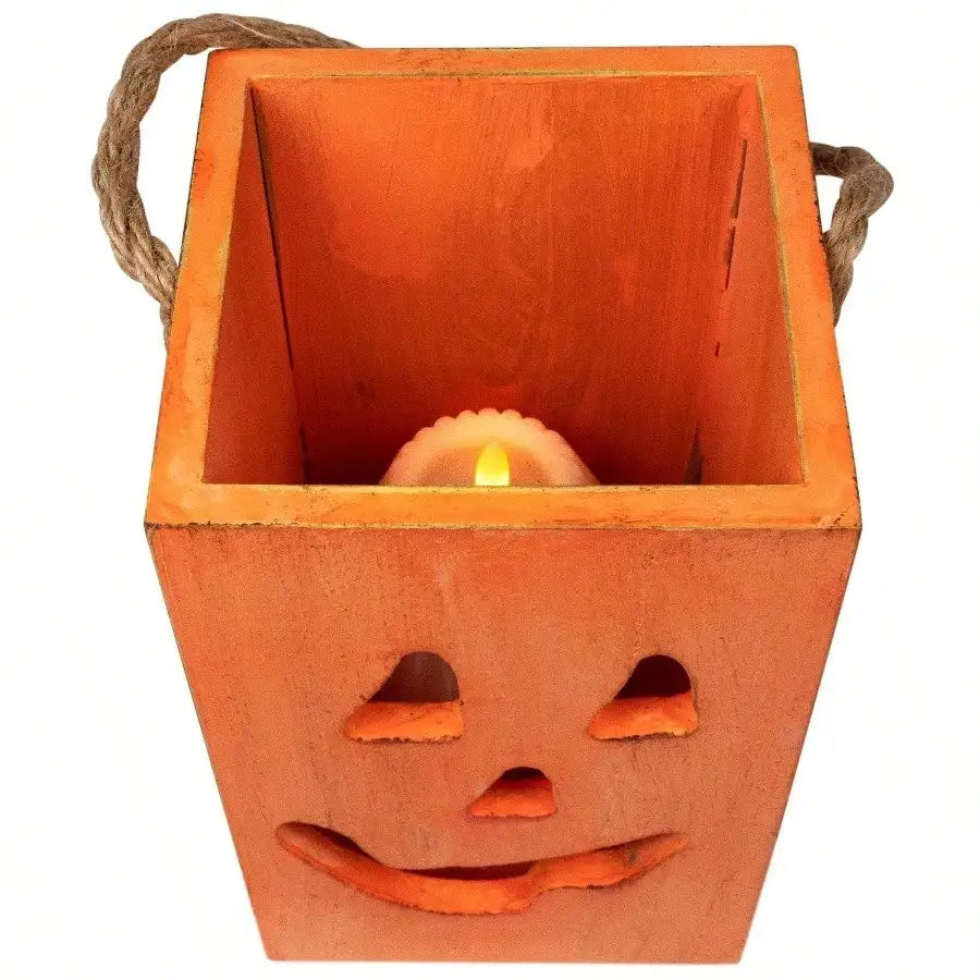 Large Scented Orange Halloween Candle Wood Wick 8 Hour Burn