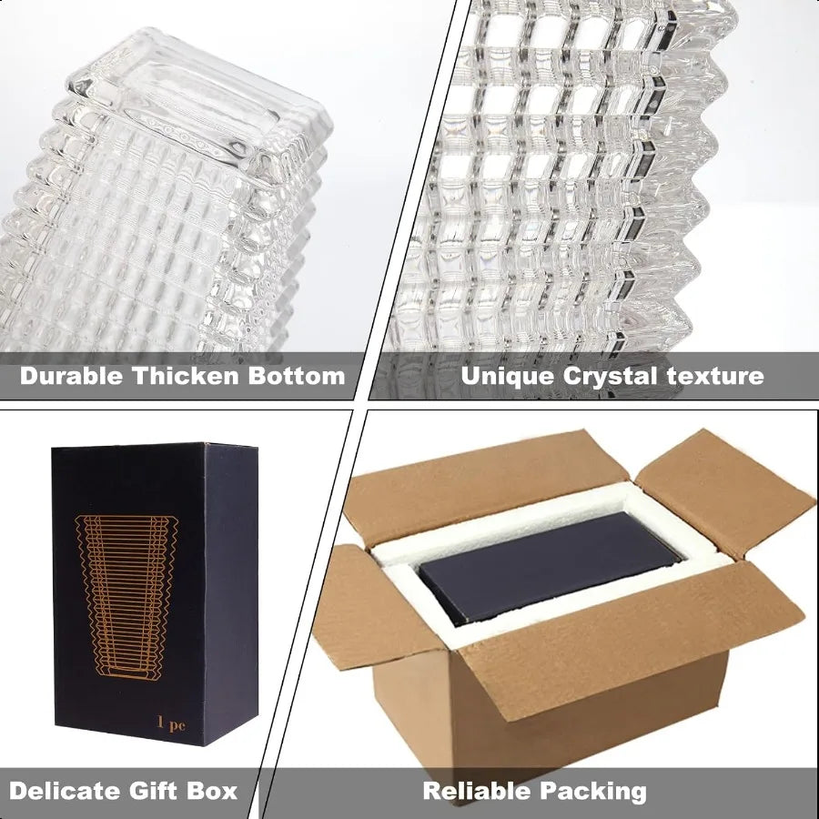 Large Clear Glass Crystal Vase for Flowers Modern Luxury Home Table Decor Glass Vases for Living Room
