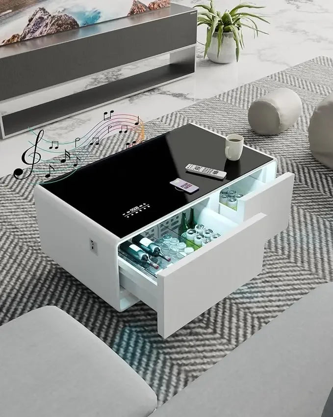 Smart Coffee Table With Fridge And Wireless Charging