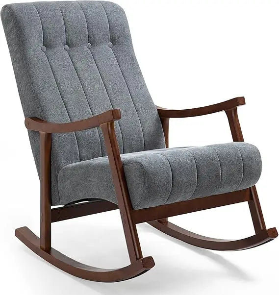 AVAWING Upholstered Rocking Chair With Padded Seat High Back Armchair Living Room