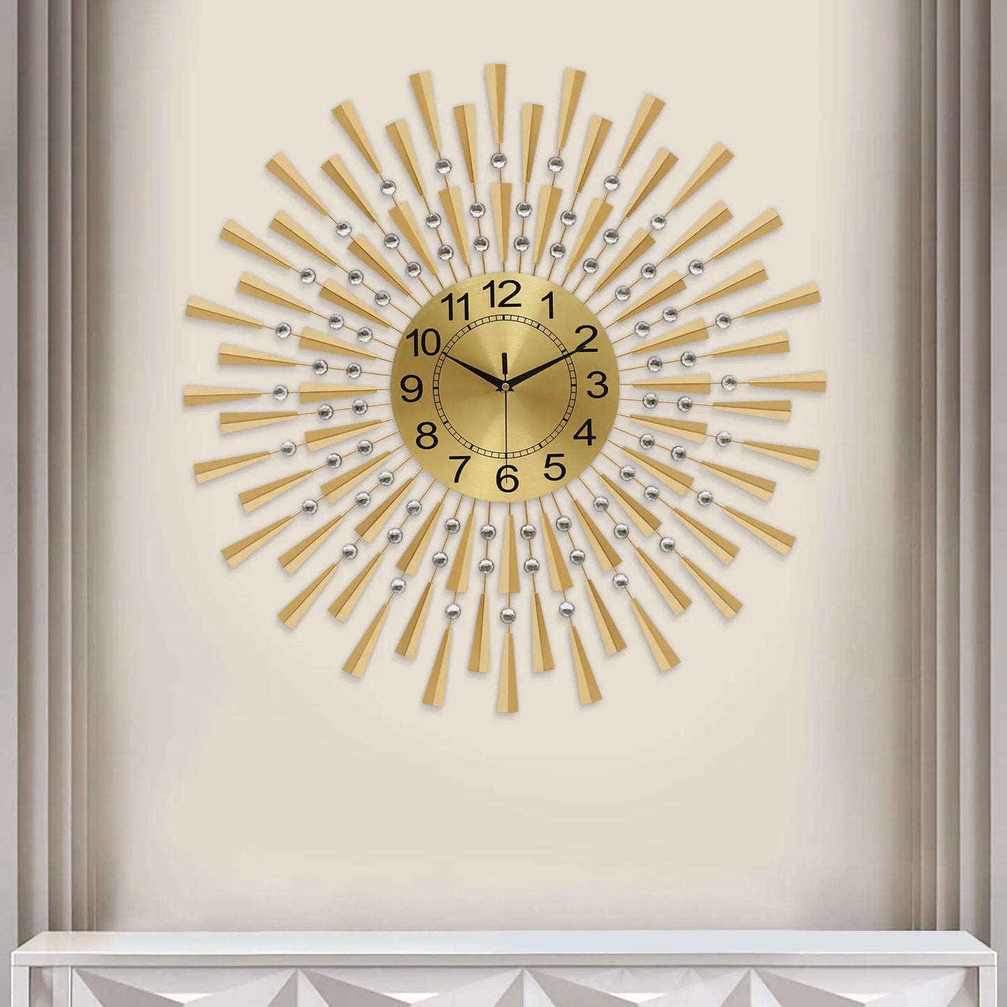 Large Wall Clocks for Living Room Decor Modern Gold Silent Battery Operated Non-Ticking Clock for Bedroom Kitchen Office
