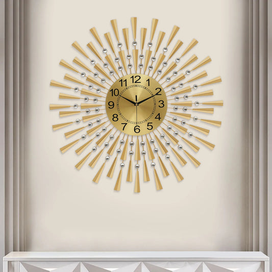 Large Wall Clocks for Living Room Decor Modern Gold Silent Battery Operated Non-Ticking Clock for Bedroom Kitchen Office