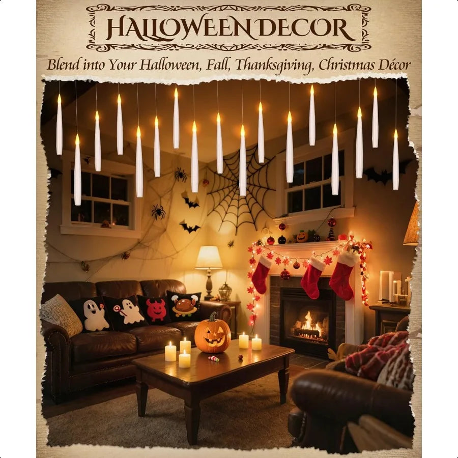 Halloween Floating Candles With Wand LED Lights 20Pcs