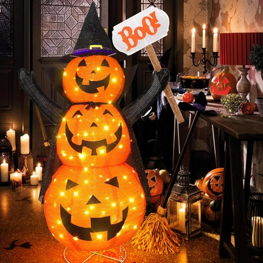 Halloween Jack O Lantern 4.3Ft Retractable Lantern With LEDs