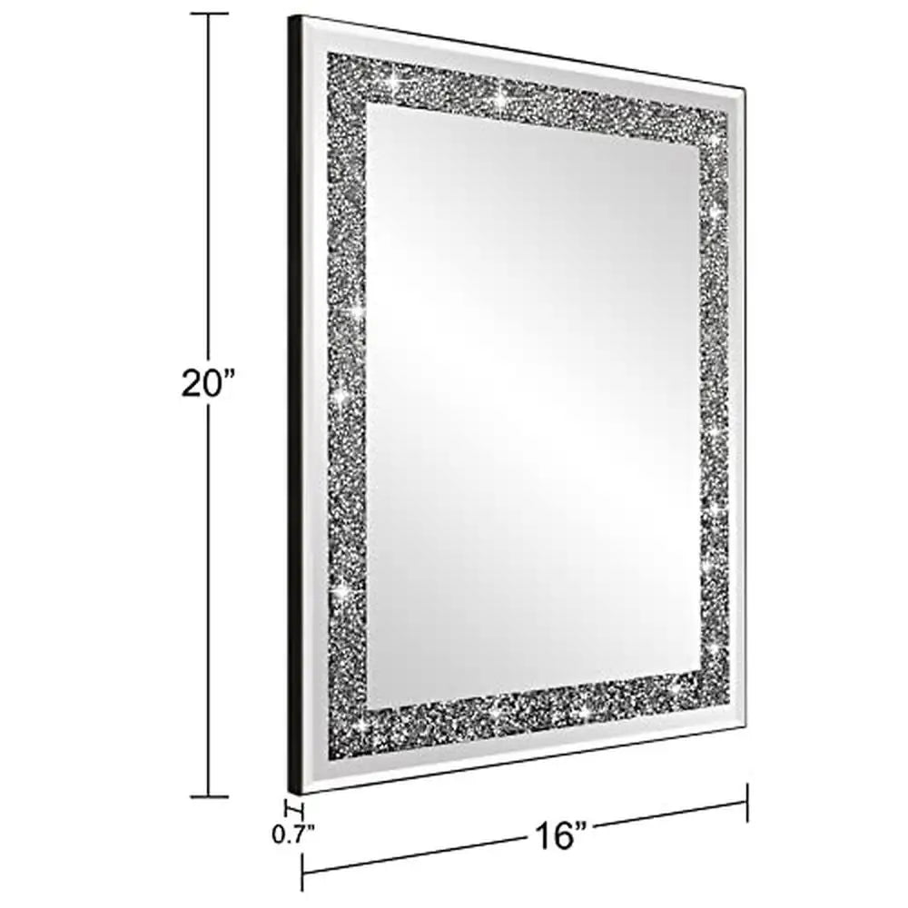Crystal Crush Diamond Mirror 16x20 Luxury Wall Mirror for Home Décor Accent in Bathroom Bedroom and Entryway