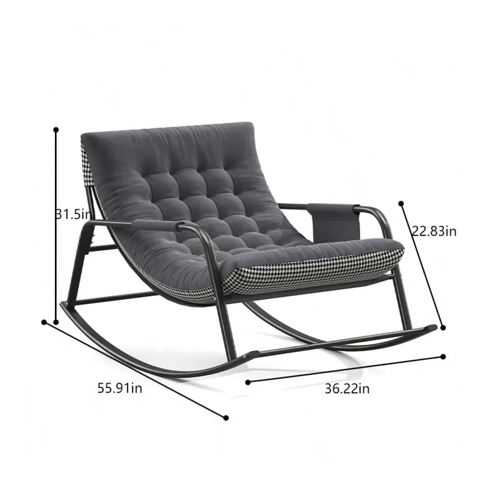 Oversized Papasan Rocking Chair With Cushioned Armrests For Living Room Patio