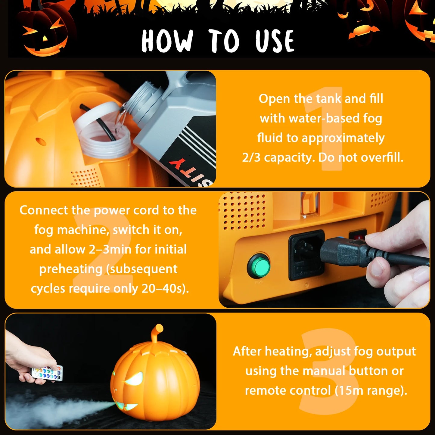 Fieryzeal 800W Fog Machine Remote RGB LED Halloween Fogger
