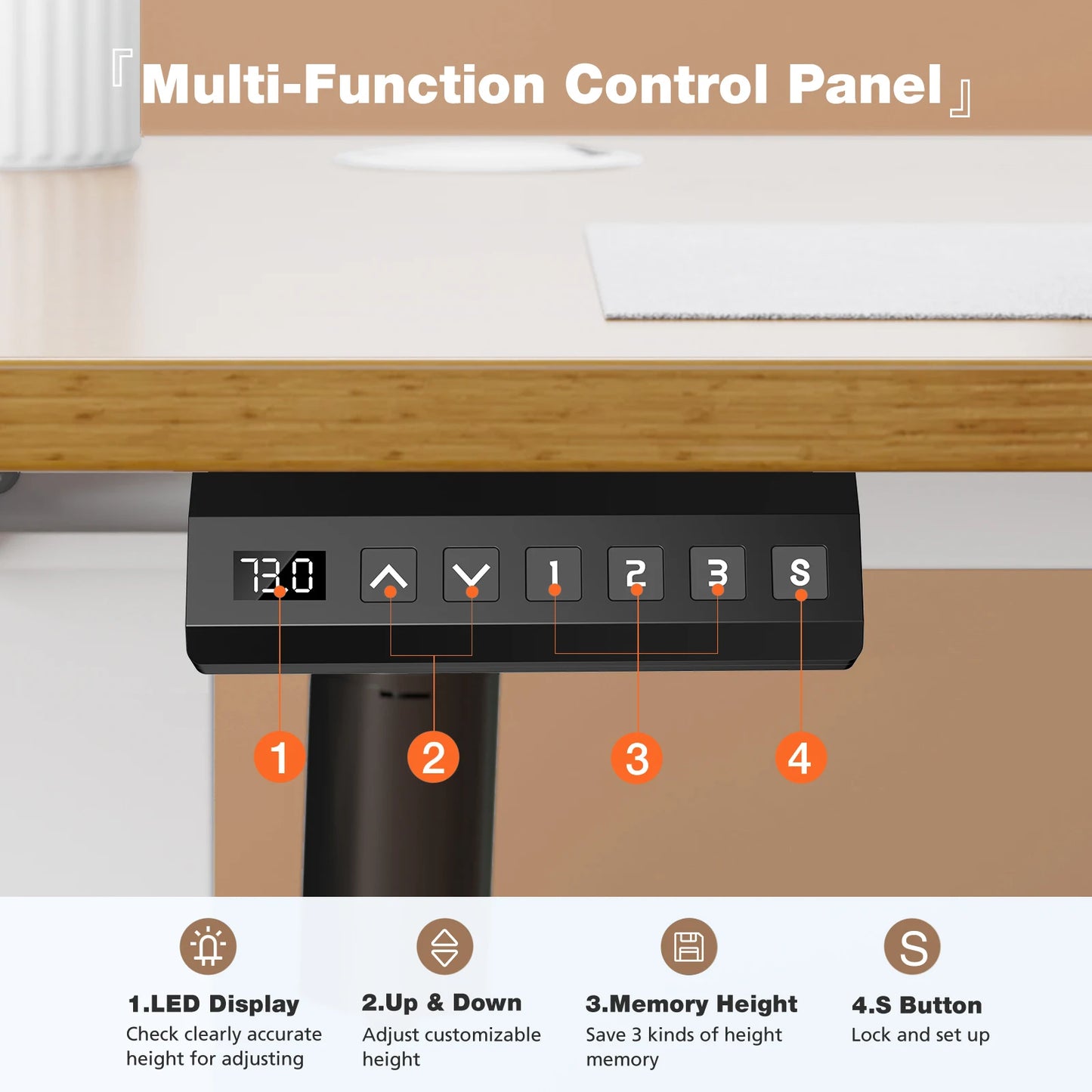 JHK Electric Standing Desk 40x24 Inch Height Adjustable