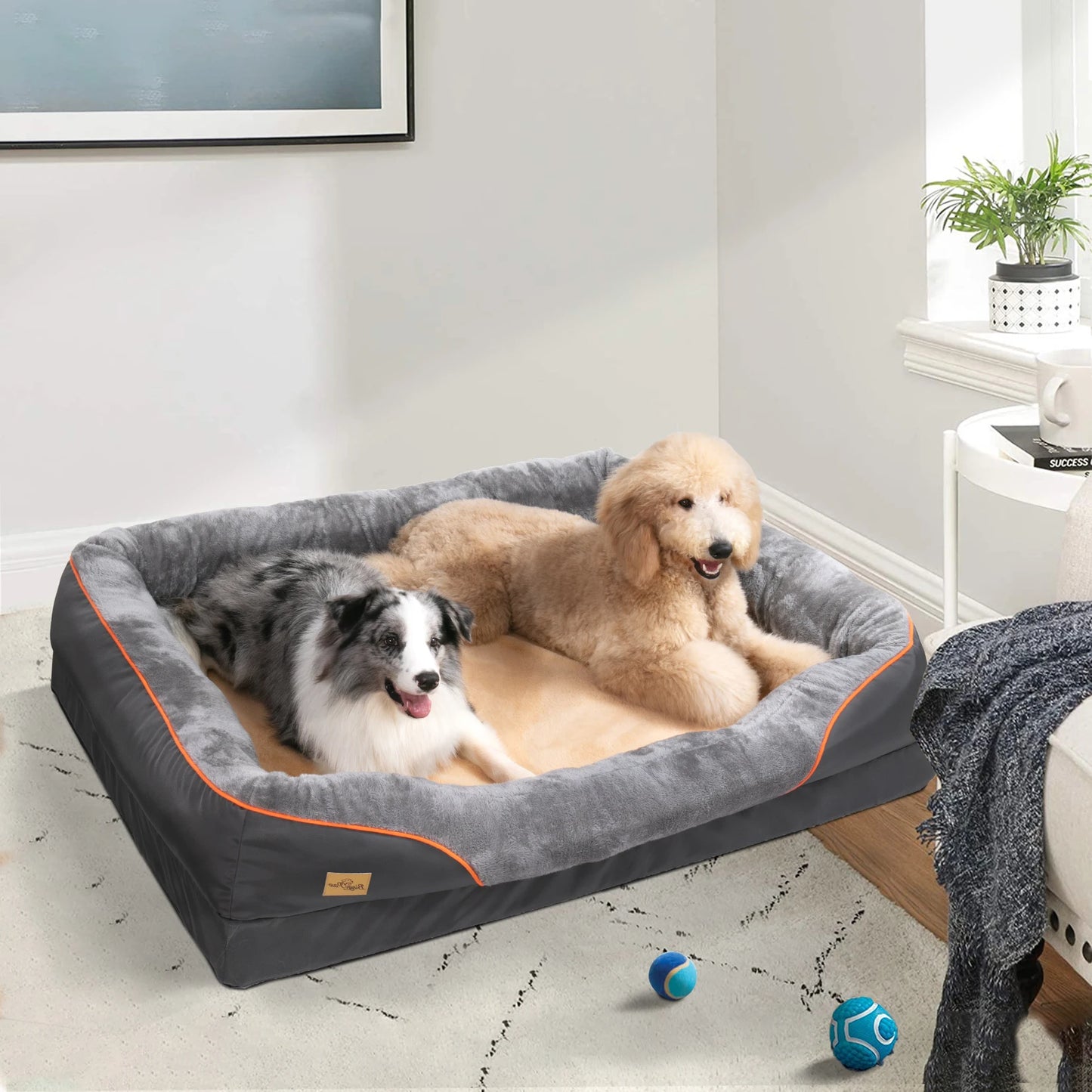 Jumbo Large Orthopedic Memory Foam Dog Bed Quilted Bolstered Elevated Cushion