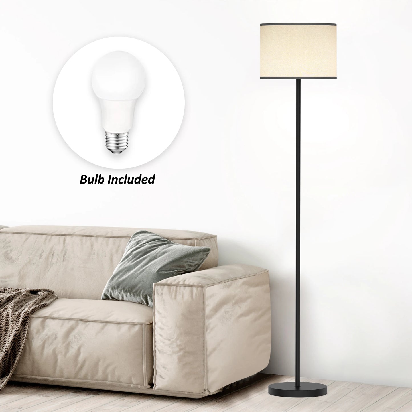 61.5 Inch Traditional Floor Lamp with Remote Control and Bulb Included