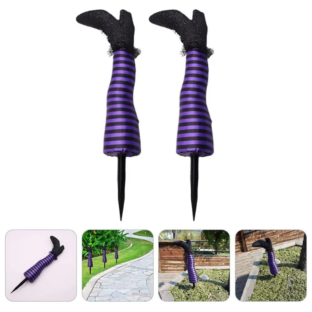 Halloween Witch Legs Prop Upside Down With Broomstick Patio