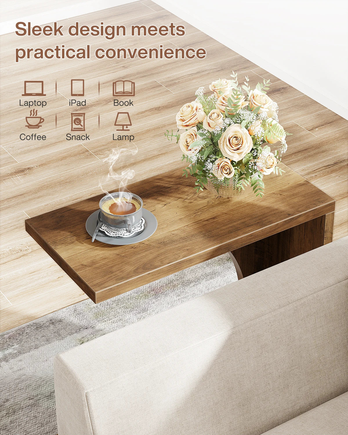 Tribesigns C Shaped End Table For Sofa Living Room Bedroom