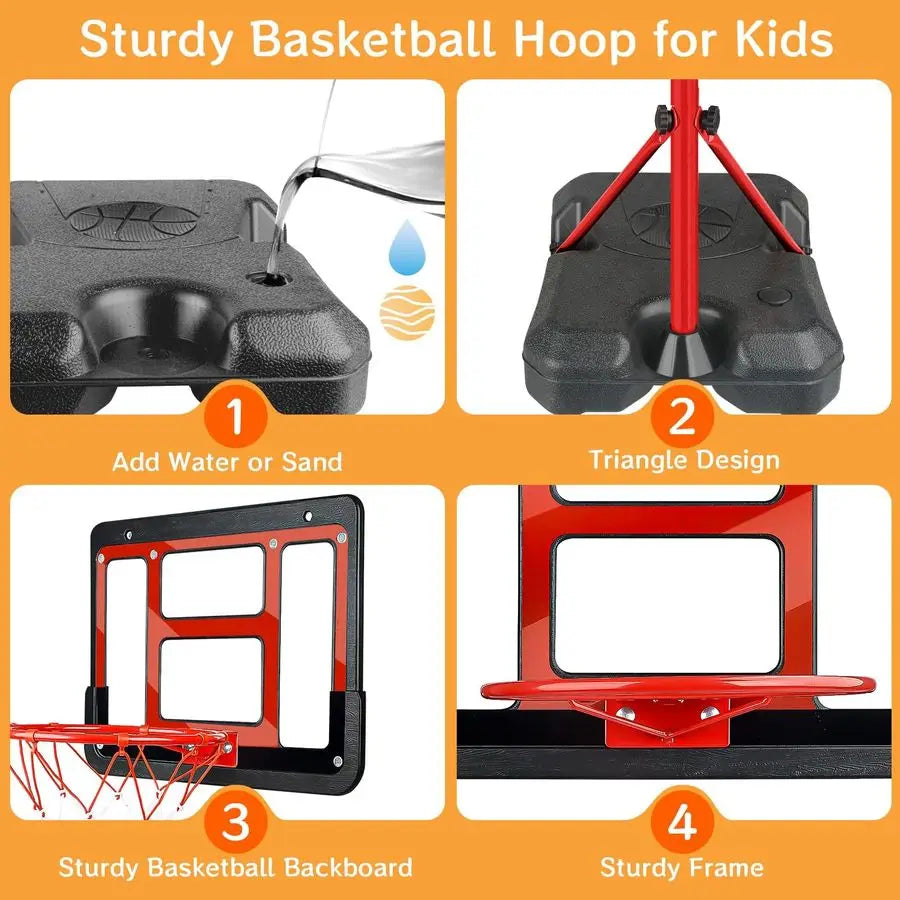 Kids Basketball Hoop Adjustable Height 3.5ft to 6.2ft Mini Hoop for Kids