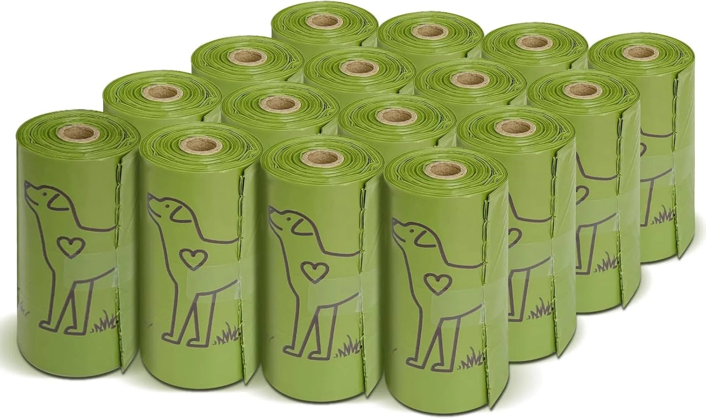 Dog Poop Bag Set With Dispenser And Leash Clip Thick Bags