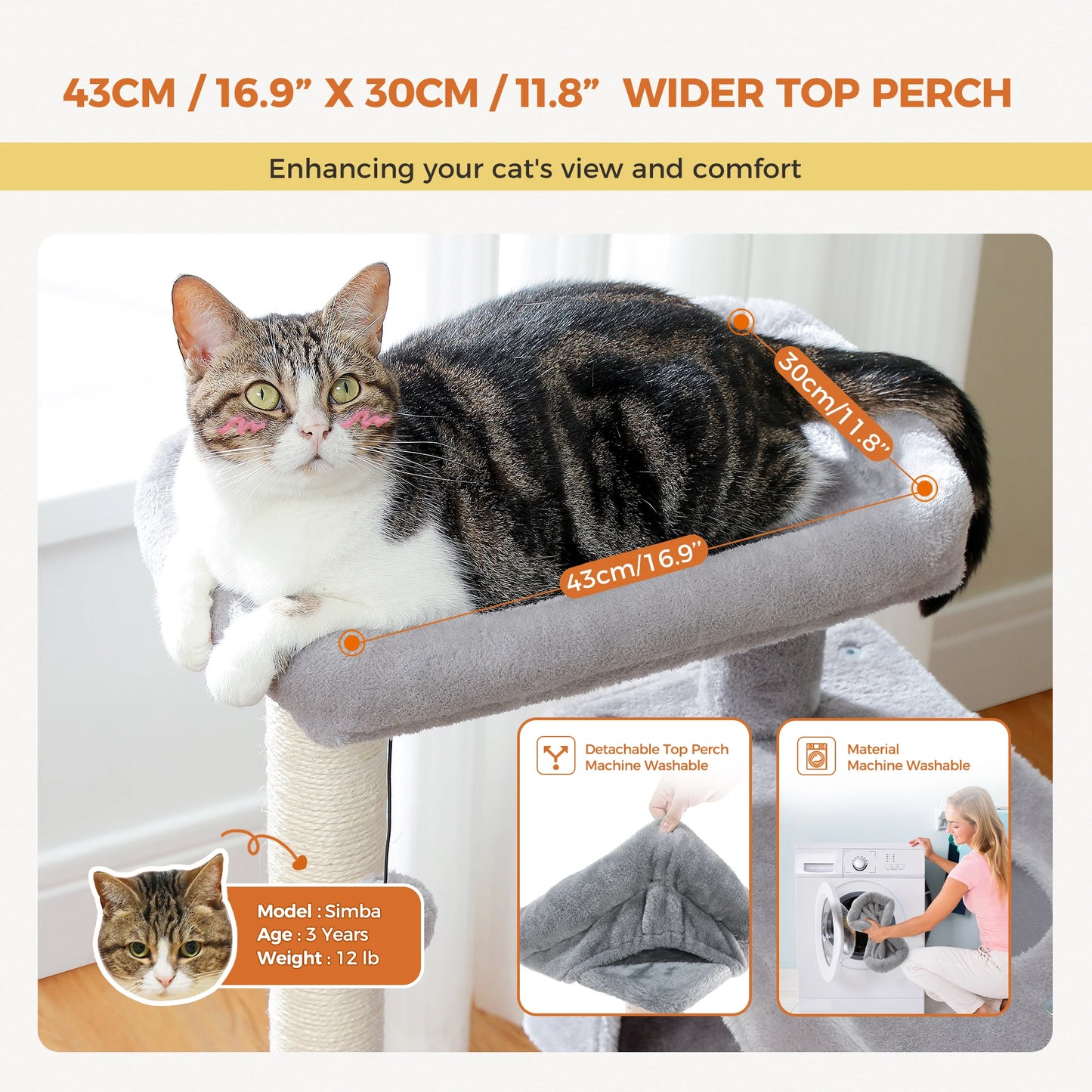 Large Indoor Cat Tree With Multi Level Tower Spacious Condos And Scratching Pad