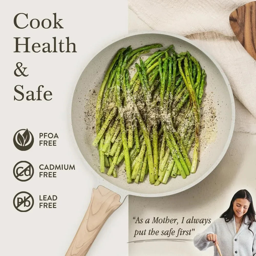 21 Pcs Pots and Pans Set Nonstick Cookware Sets White Granite Induction Cookware Non Stick Cooking Set with Frying Pans