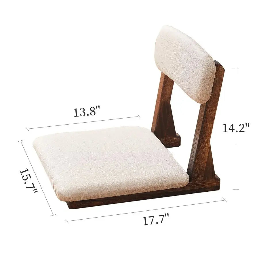 Japanese Floor Chair With Back Support For Tatami Floor Seating