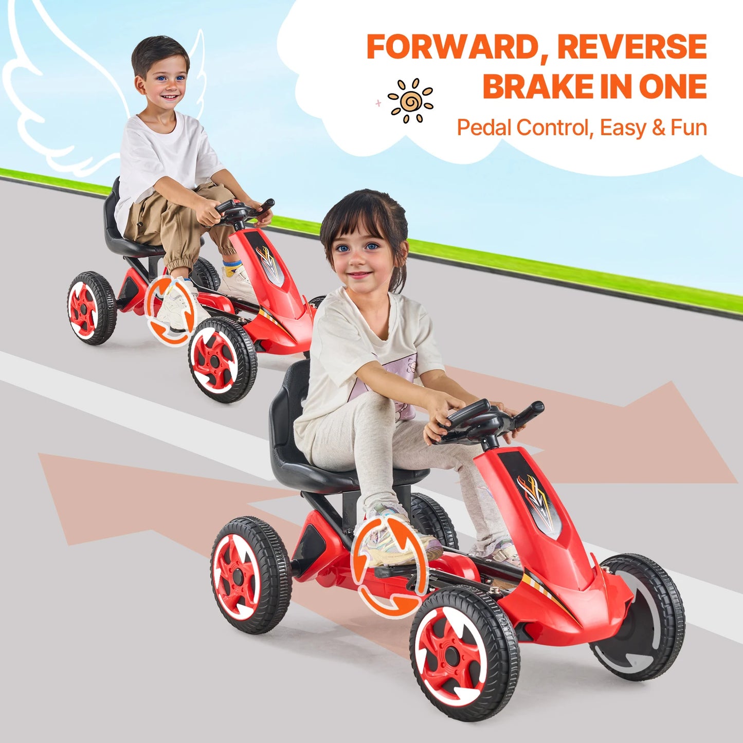 SucceBuy 66lbs Kids Pedal Go Kart 4 Wheel Off Road Racer
