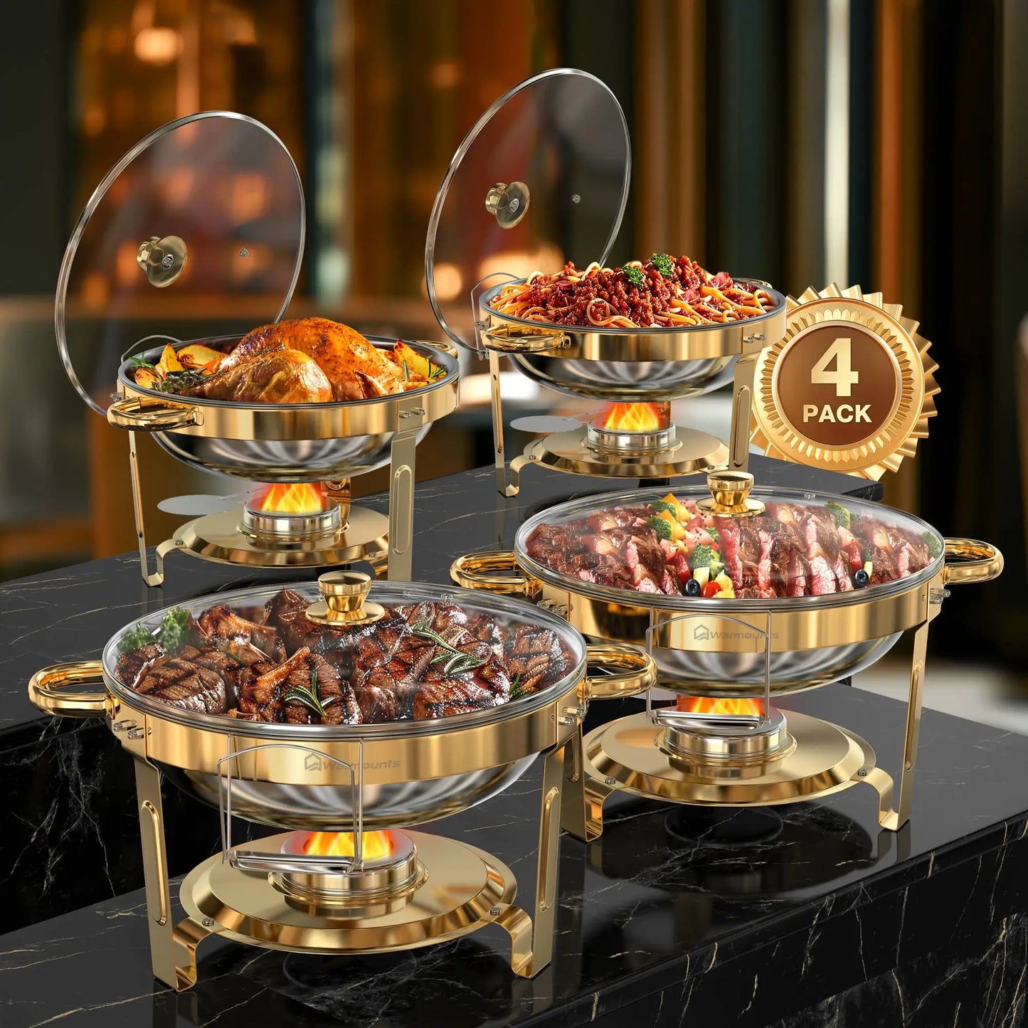2 Pack And 4 Pack Chafing Dishes Buffet Round 5 Qt Stainless