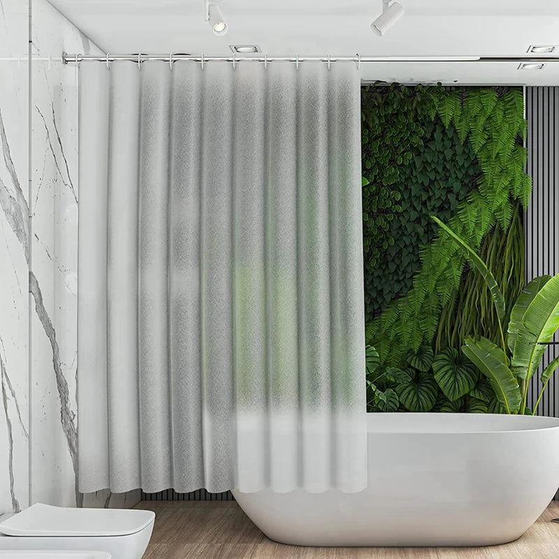 Waterproof PEVA Shower Curtain Set 12 Hooks 71x79 Inches