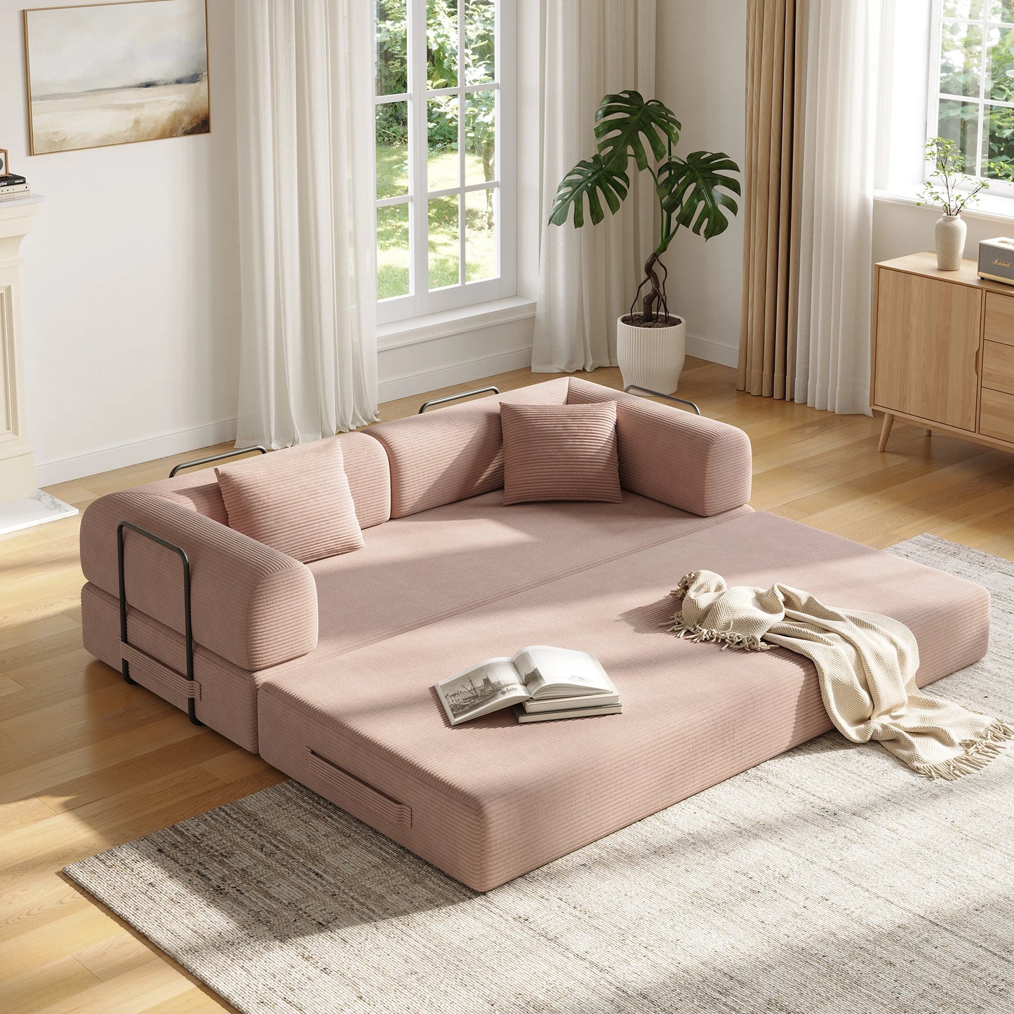 Convertible Floor Sofa Bed With Fixed Frame 5 In 1 Modular Sofa