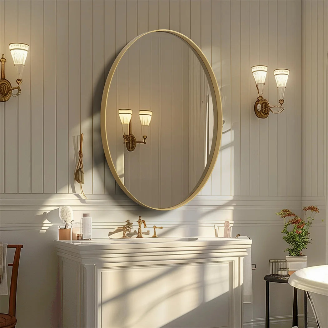 LUVODI Brushed Gold Mirror with Metal Frame for Living Room Entryway and Vanity Wall Decor