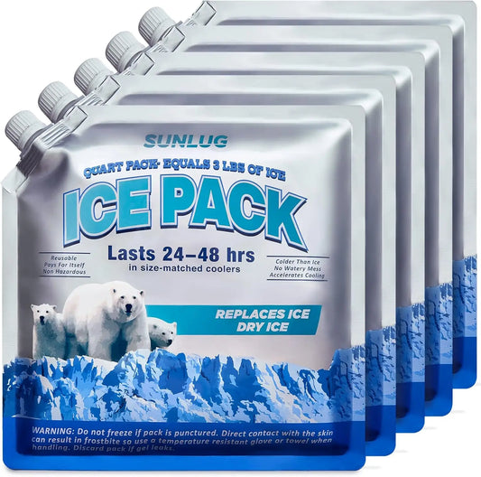 Reusable Ice Packs 5 Pack For Coolers And Lunch Bags Long Lasting Freezer Packs