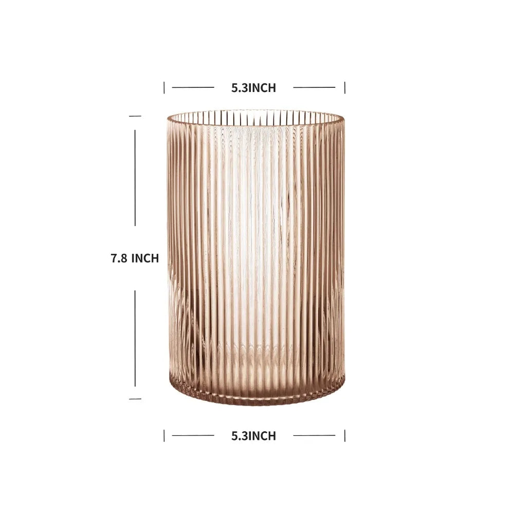 Glass Ribbed Candle Holder 8 Inch Large Home Decor Accent