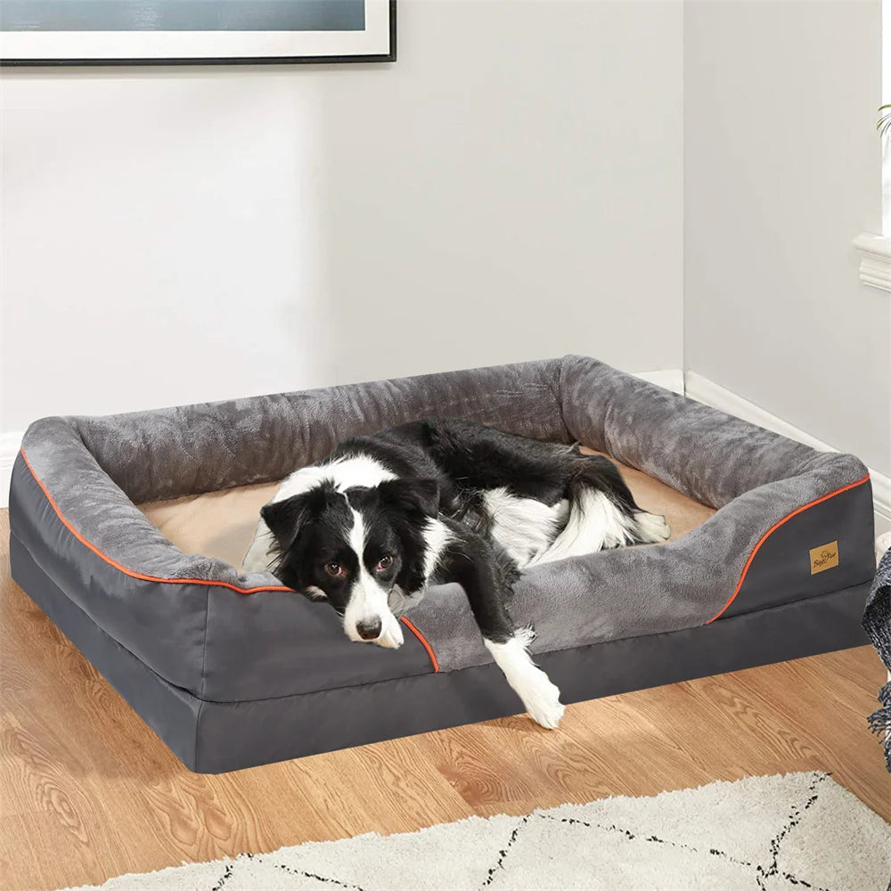 Jumbo Orthopedic Memory Foam Dog Bed Waterproof Elevated Cushion Removable Cover