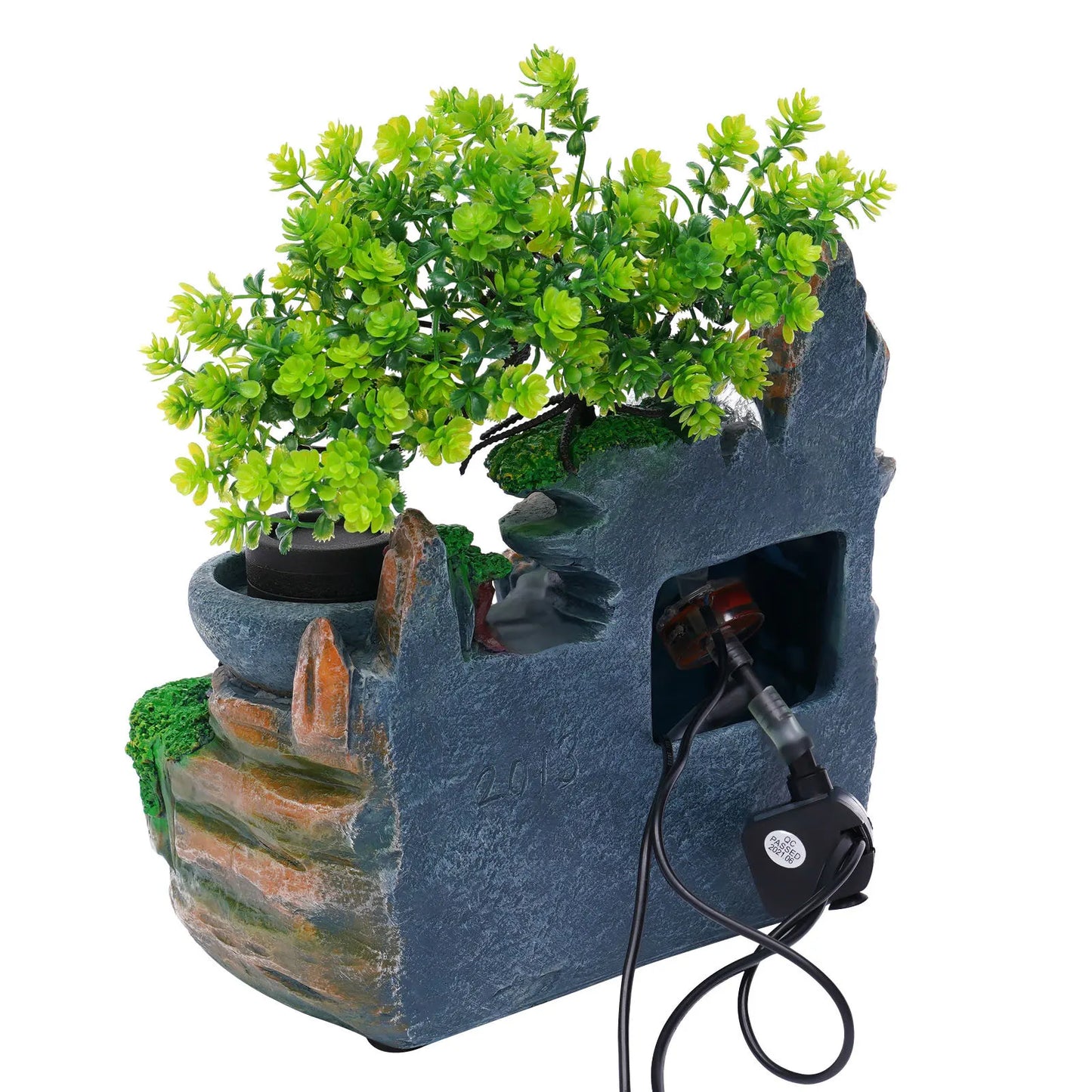 Bonsai Tree Rock Water Fountain Indoor Tabletop Waterfall with LED Light Home Decor and Office Gifts