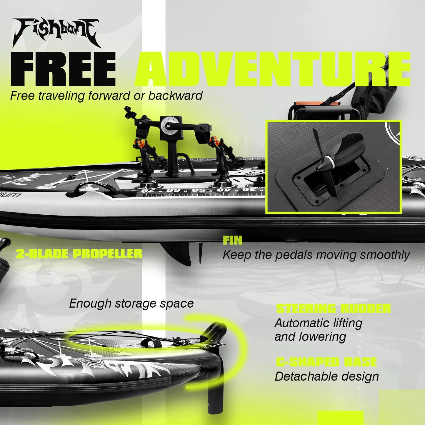 Spatium Fishing Kayak With Pedal Drive Sit On Top 11ft 660lb Capacity