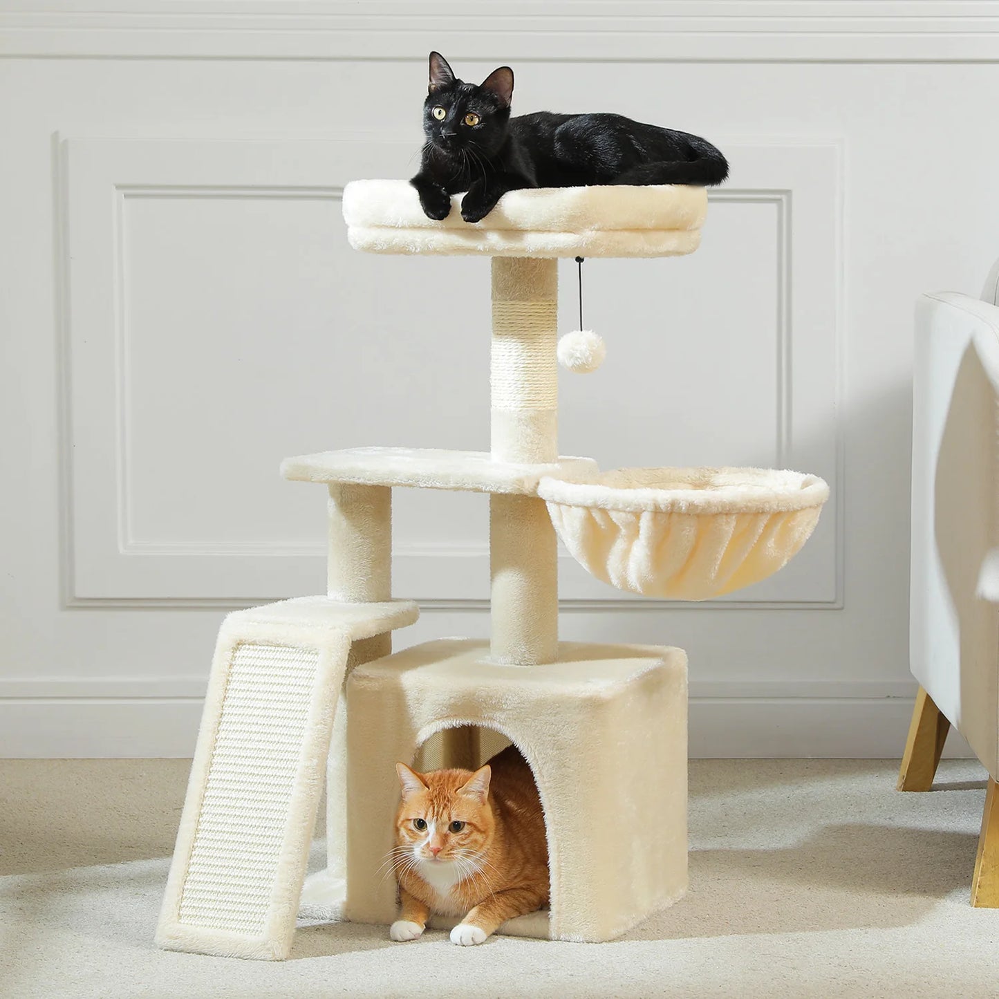 Grey Cat Tree Tower For Indoor Cats Two Styles With Hammock