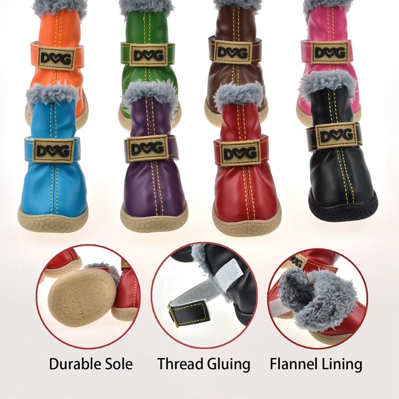 4 Pcs Set Keep Warm Snow Shoes for Small Dogs Non Slip Boots Winter