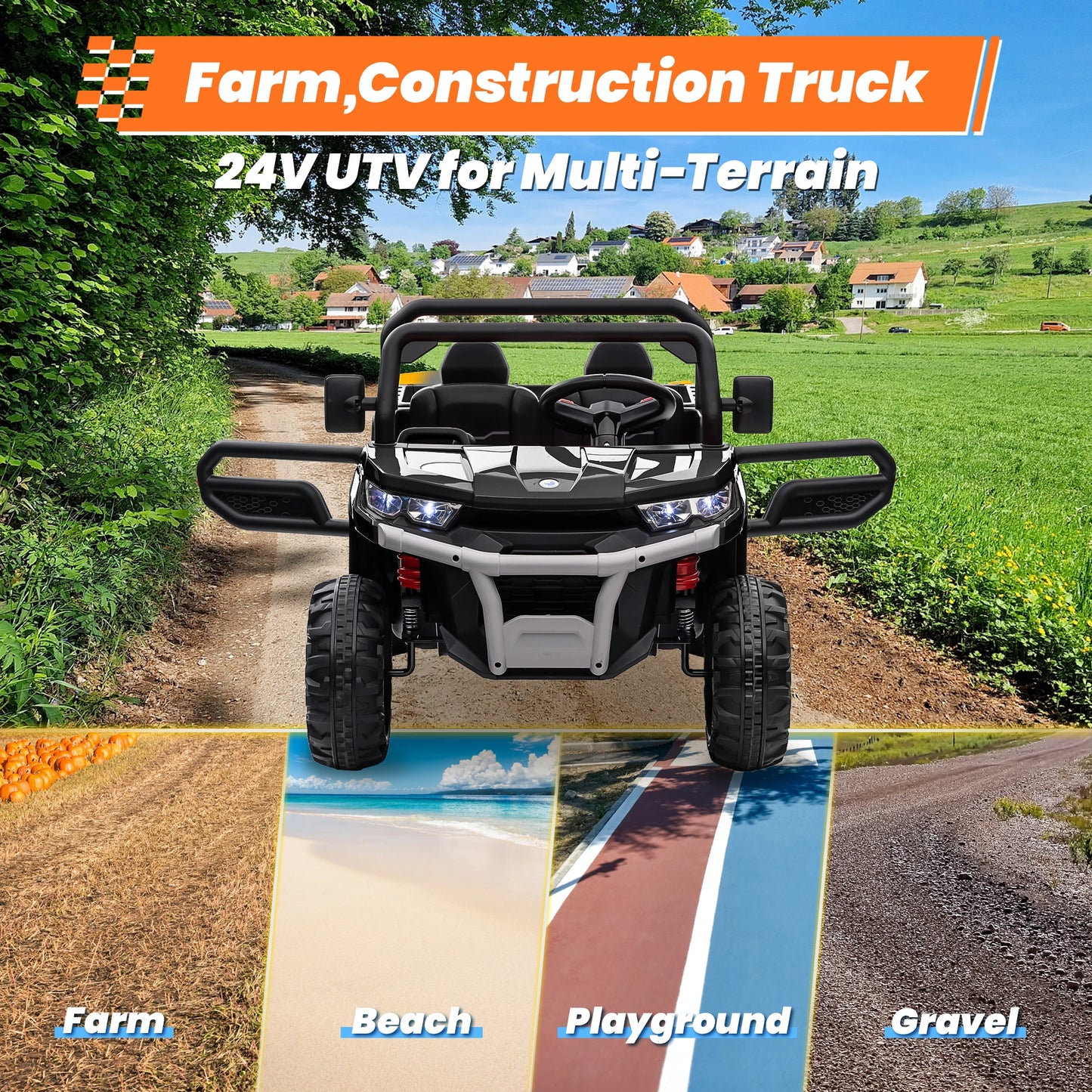 24V Ride On Dump Truck 2 Seater Kids UTV Electric Car Remote