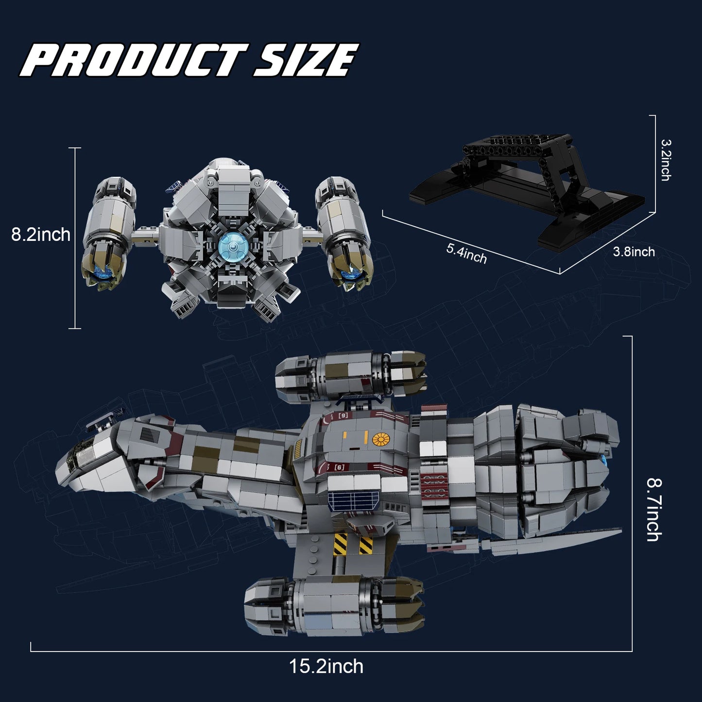 Firefly Class Spaceship Building Blocks Shuttle With Display Stand 1345 Pieces