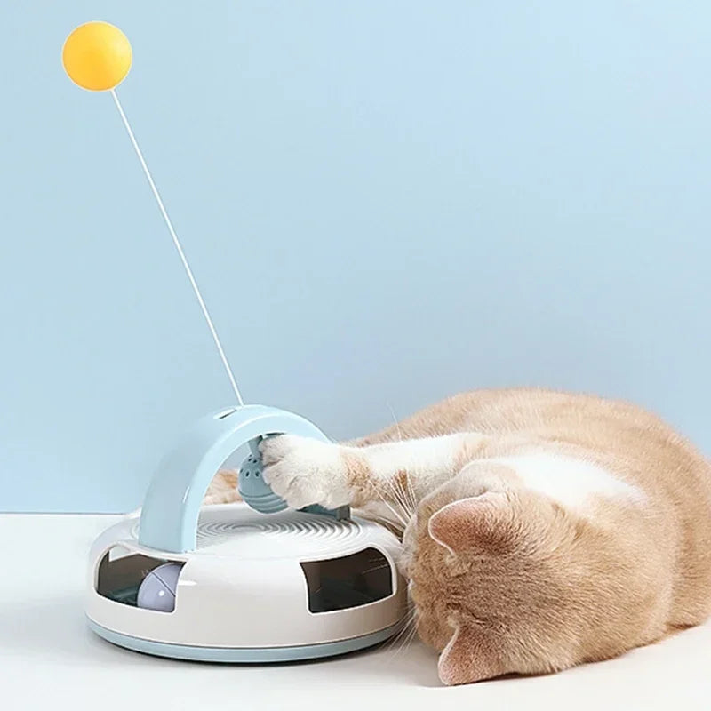 Gravity Table Tennis Cat Toy With Catnip Ball Turntable