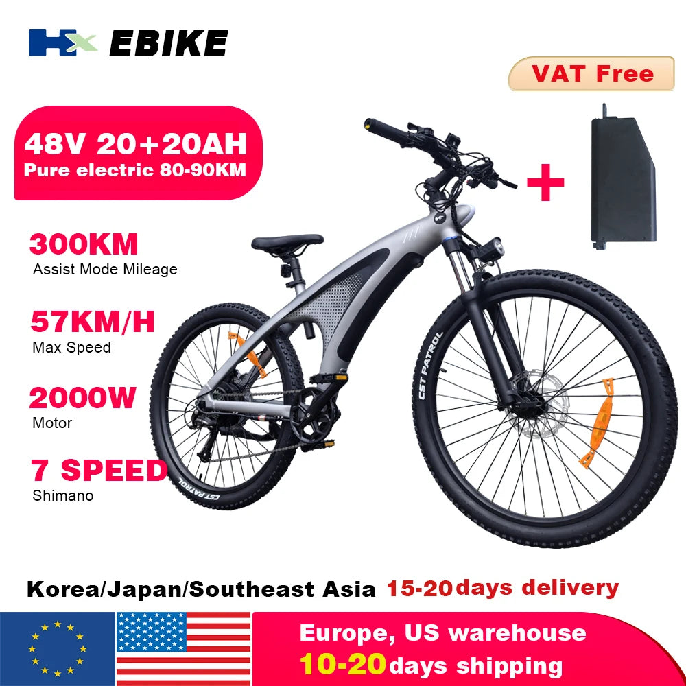 HX Q5 2000W Electric Mountain E Bike 48V 20Ah Off Road