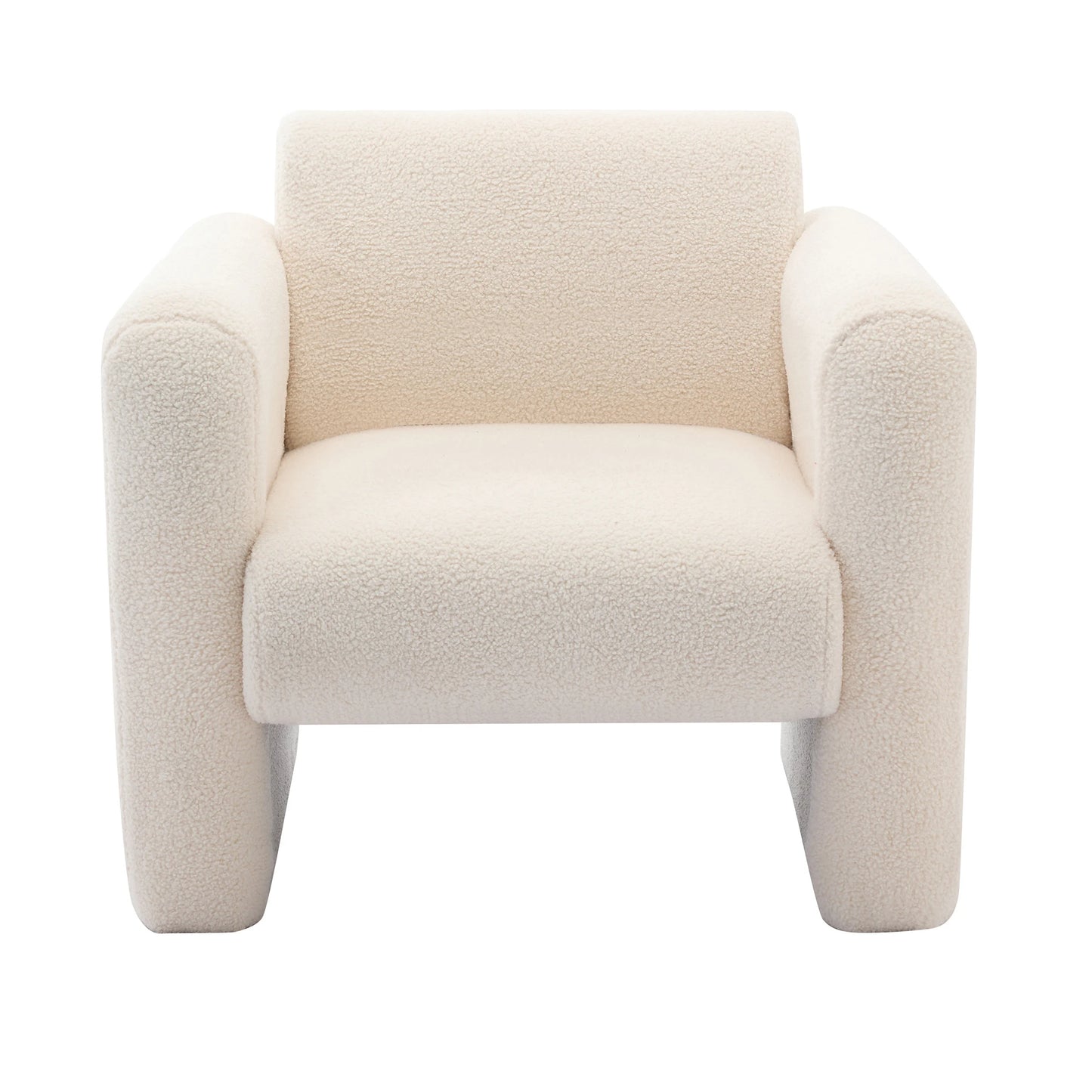 Modern Accent Chair Lambskin Sherpa Upholstered Reading Armchair With Pillow