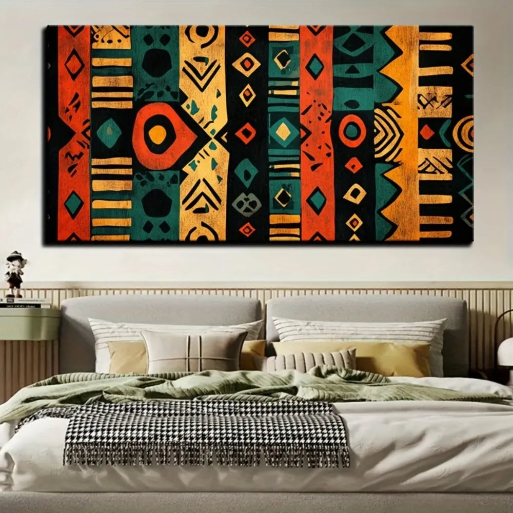 Modern Abstract African Art Canvas Painting Interior Wall Decor Pine Frame 1.5In